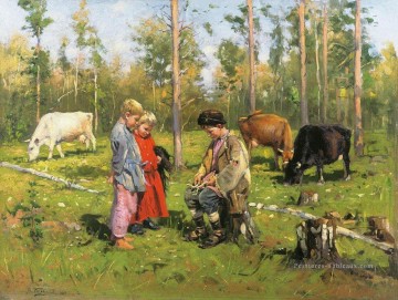 bergers 1904 Vladimir Makovsky enfants animal Peinture à l'huile
